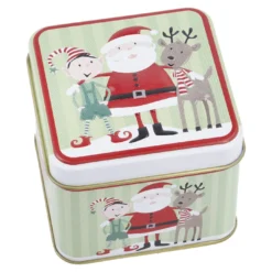 Keksdose Mini, Weihnachtsmann/grün, 8 x 8 x 6 cm