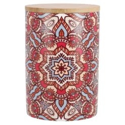 Keramik-Dose Muster, Blume/rot/blau, 15 cm