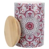Keramik-Dose Muster, Kreis/hellblau/rot, 15 cm