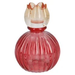 Kerzenhalter Blüte auf Kugel-Sockel, rot/orange, 12.5 cm