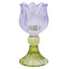 Kerzenständer Tulpe/Teelicht, helllila/grün, 14 cm