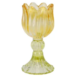 Kerzenständer Tulpe/Teelicht, orange/grün, 14 cm