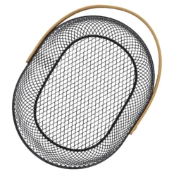 Korb mit Holzhenkel, oval/schwarz, 23.5 cm