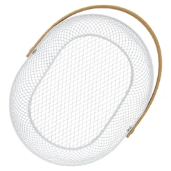 Korb mit Holzhenkel, oval/weiß, 23.5 cm