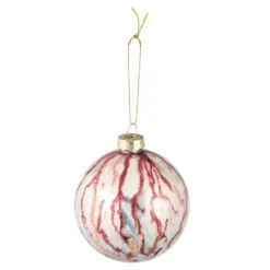 Kugel Aquarell, weiß/pink/opal, 8 cm