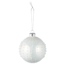 Kugel Noppen, weiß-opal, 8 cm