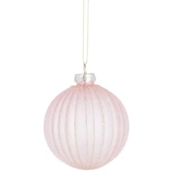 Kugel Rillen, pink/matt, 8 cm