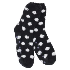 Kuschelsocken Anti-Rutsch, Dots/schwarz/weiß