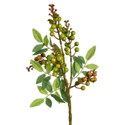 Laubzweig mit Beeren, grün, 43 cm