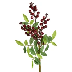 Laubzweig mit Beeren, rot, 43 cm