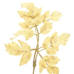 Laubzweig Samt, gelb, 36 cm
