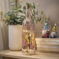 LED-Flasche Vogelgesang, pink, 32 cm