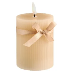 LED-Kerze Schleife, beige, 10 cm