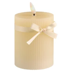 LED-Kerze Schleife, creme, 10 cm