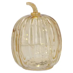 LED-Kürbis Glas, gelb, 14.5 cm