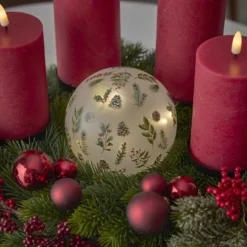 LED-Kugel Weihnachten/Zweige/satiniert, 12 cm