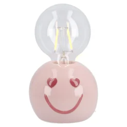 LED-Lampe mit Smiley-Sockel, rosa, 16 cm