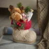 Nikolausstiefel mit Tannendeko, creme, 15 cm