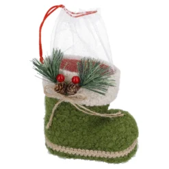 Nikolausstiefel mit Tannendeko, grün, 15 cm