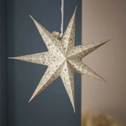 Papierstern Konfetti, weiß/champagner, 18 cm