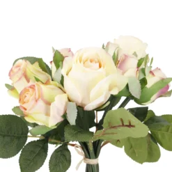 Rosenstrauß 7 Blüten, creme, 28 cm