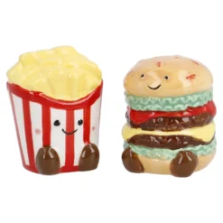 Salz- und Pfefferstreuer-Set, Hamburger/Pommes, 6 cm
