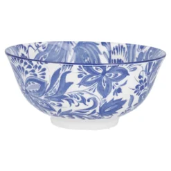 Schale Bali, Blumen/blau, tief, 15.5 cm