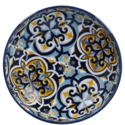 Schale China, flach, blau/gelb, 9 cm