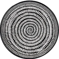 Schale China mit Rand, Stäbchen/Kreis, schw/wss, 17 cm