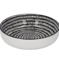 Schale China mit Rand, Stäbchen/Kreis, schw/wss, 17 cm