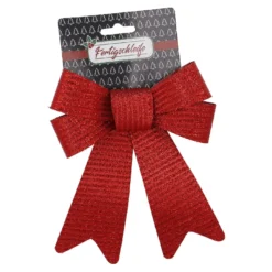 Schleife Glitter/Streifen, rot, 20 cm