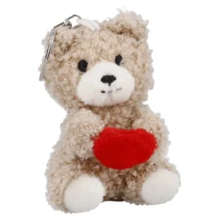 Schlüsselanhänger Bär mit Herz, braun, 9 cm