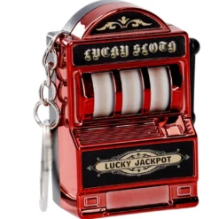 Schlüsselanhänger Spielautomat, rot
