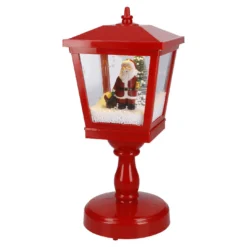Schnee-Laterne mit Sound, Santa/rot, 30 cm