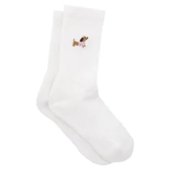 Socken Stick-Motiv, Dackel/rosa, Größe 35-42