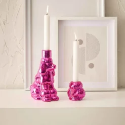 Stabkerzenhalter Pudel, pink, 19 cm