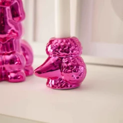 Stabkerzenhalter Pudel, pink, 7 cm