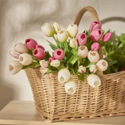 Strauß Tulpe, 5 Blüten, weiß, 30 cm