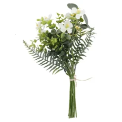 Strauß Wachsblume/Farn, weiß, 37 cm