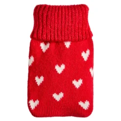 Strick-Taschenwärmer Herz, rot, 13 cm