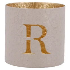 Teelichthalter Buchstabe, R/beige, 7.8 x 7.5 cm