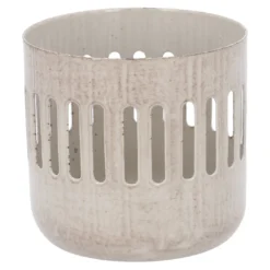 Teelichthalter Metall, Streifen/taupe, 7.2 x 6.8 cm