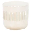 Teelichthalter Metall, Streifen/beige, 7.2 x 6.8 cm