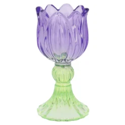 Teelichthalter Tulpe, Neon/lila/grün, 7 x 14 cm