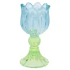 Teelichthalter Tulpe, Neon/türkis/grün, 7 x 14 cm