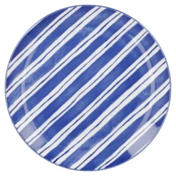 Teller Bali, Streifen/blau, 27 cm