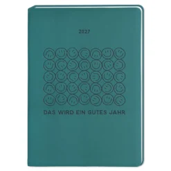 Terminplaner Lederlook, 2027, petrol