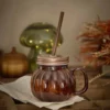 Trinkglas mit Strohhalm, Kürbis/braun, 380 ml