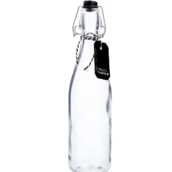 Vorratsflasche mit schwarzem Label, rund, 500 ml