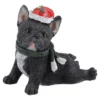 Weihnachtsfigur mit Mütze, Hund/schwarz, 13 x 12 cm